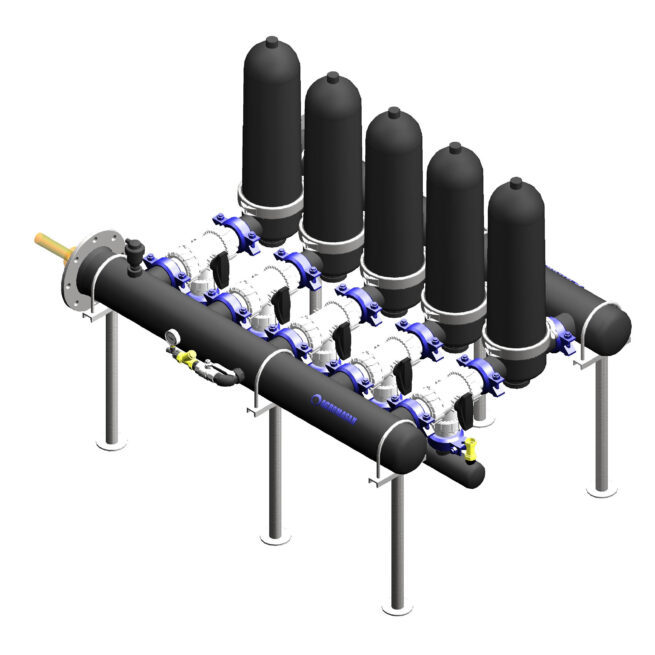 Apparecchiatura filtrante anelli autopulenti 3" batteria 2 unità CON centralina